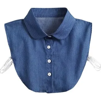 Kravata Falešný límec pro ženy džínový tmavě modrý Bavlněný odnímatelný límeček Dekorativní límec ke svetru halence šatům Módní doplněk