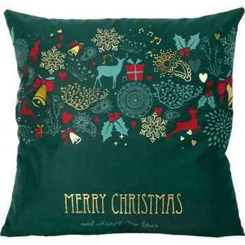 Vánoční dekorace Vánoční povlak na polštář zelený 4