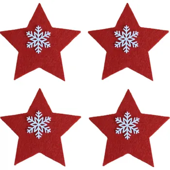 Vánoční dekorace Vánoční kapsa na příbory hvězda 4 ks červená