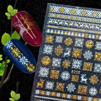 Umělé nehty Vánoční 3D samolepky na nehty 3