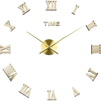 Hodiny Nástěnné samolepící hodiny G1687 zlatá 68,5 cm