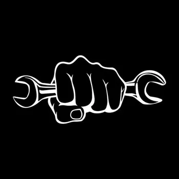 Samolepicí dekorace na vozidlo Samolepka na auto pěst a klíč stříbrná