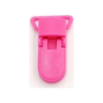 Plastový klip na dudlík - 5 ks tmavě růžová