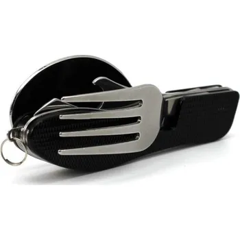 Kempingové nádobí Multifunkční nerezové příbory na kempování černá