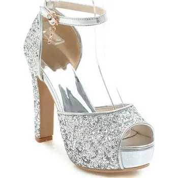 Dámská obuv Třpytivé dámské společenské lodičky stříbrná 37