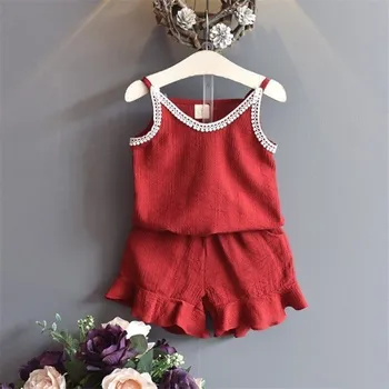 Dívčí tílko a kraťasy L1203 vínová 5