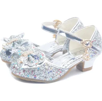 Dětská móda Dívčí třpytivé lodičky stříbrná 29,5