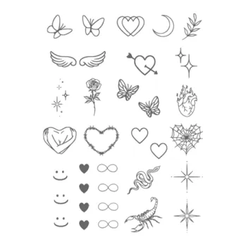 Odstranitelné tetování Malé dočasné tetování na prsty Henna styl 1ks tetovacího papíru 12 x 8 cm Různé motivy Jemné tetovačky Snadná aplikace Elegantní tělová ozdoba