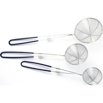 Cedník a síto Nerezový cedník se silikonovou rukojetí L