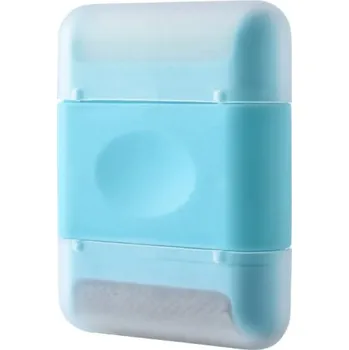 Váleček na chlupy Dvouhlavý mini odstraňovač chlupů a žmolků 8x6,5x2 cm Přenosný váleček na oblečení Oboustranný Textil Snadno čistitelný modrá