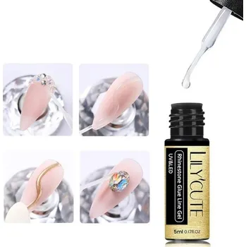 Přípravek na nehty Gel na aplikaci kamínků na nehet s tenkým štětečkem Gelové lepidlo na dekoraci nehtů Bezvýpotkový modelovací gel na nehty