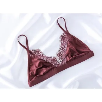 Podprsenka Saténová podprsenka s krajkou J2724 vínová M