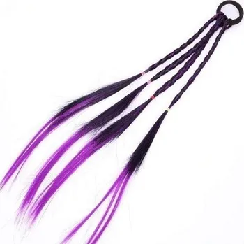 Gumička do vlasů s copánky fialová