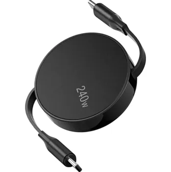 Datový kabel Rychlonabíjecí zasouvací kabel USB C na USB C 240W 6A PD datový nabíjecí kabel pro mobily tablety notebooky černá