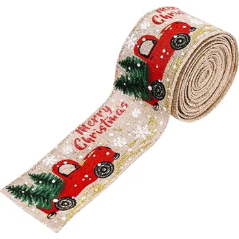 Balící papír Vánoční stuha s autem 2 m béžová