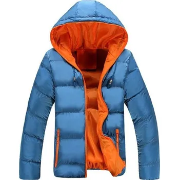 Moderní pánská zimní bunda J2009 modro-oranžová XXS