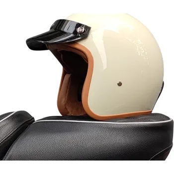 Motocyklové brýle Retro motocyklová přilba z ABS materiálu Stylová helma s bezpečnostním zapínáním Vintage design Větrání Pohodlná výstelka Moto výbava béžova XXL (61-62 cm)