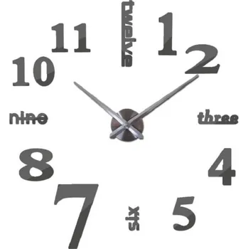 Hodiny Nástěnné samolepící hodiny G1581 tmavě šedá S