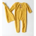 Dětský set čepice a dupačky žlutá