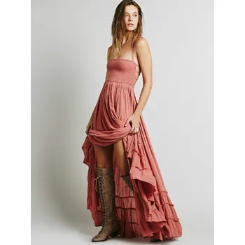 Dámské šaty Maxi šaty s odhalenými zády růžová XL