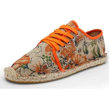 Pánské polobotky Pánské espadrilky s květinami J2113 oranžová 45