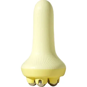 Ruční masážní nástroj pro uvolnění svalů na nohou, břiše a ramenou Masážní pomůcka s 5 ocelovými kuličkami Válečková masážní pomůcka 7,5 x 4,5 cm žlutá