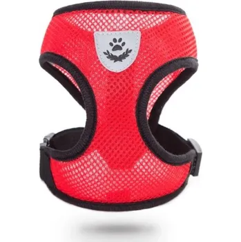 Obojek pro psa Prodyšný síťovaný postroj pro psy s vodítkem Příslušenství pro malé psy a štěňata Set postroje a vodítka Vesta s reflexními prvky 2,5 - 4 kg červená