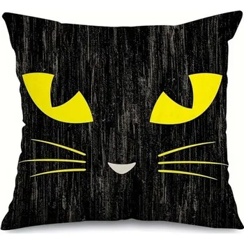 Karnevalový doplněk Halloweenský povlak na polštář Veselý dekorativní povlak na polštář se zipem Jednostranný povlak na polštář s motivem černé kočky 40 x 40 cm