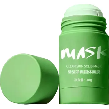 Pleťová maska Hloubkově čistící maska ze zeleného čaje ve formě tyčinky Tuhá pleťová maska ​​ze zeleného čaje na černé tečky Čisticí tyčinka na póry Maska na obličej 40 g V268