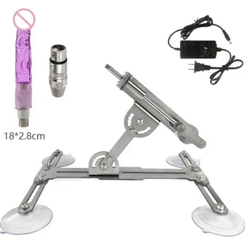 Vibrátor Kovový sex simulátor s 4 přísavkami a fialovým realistickým nástavcem 18x2,8 cm teleskopický pohyb 45 mm diskrétní balení