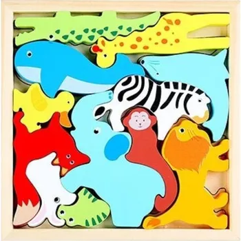 Dřevěná hračka Dětské dřevěné vkládací puzzle zvířata