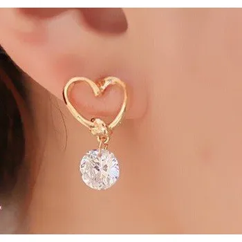 Náušnice Elegantní náušnice - Srdce s kamínkem