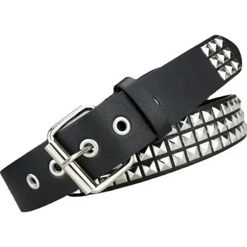 Opasek Černý pásek z PU kůže 110 cm Punkový opasek s kovovými pyramidovými nýty Módní rockový doplněk do kalhot Stylová alternativa ke klasickému pásku