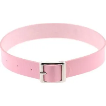 Náhrdelník Kožený choker jako pásek s přezkou J3501 světle růžová