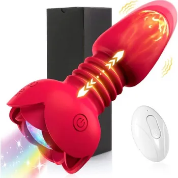 Vibrátor Vibrační silikonový anální kolík ve tvaru rakety s dálkovým ovládáním, pohyblivou částí a reakcí na okolní zvuky Diskrétní balení červená
