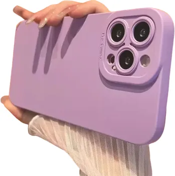 Pouzdro na mobilní telefon Matný silikonový kryt s ochranou objektivu pro iPhone 15 Pro fialová