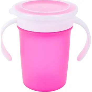 dětská jídelní sada Učící hrnek pro děti tmavě růžová