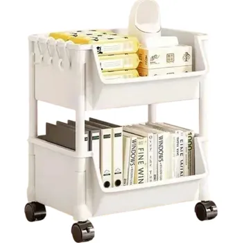 Úložný box Vozík se 2 policemi plastový koupelnový organizér, kuchyňský stojan 38 x 30 x 20 cm