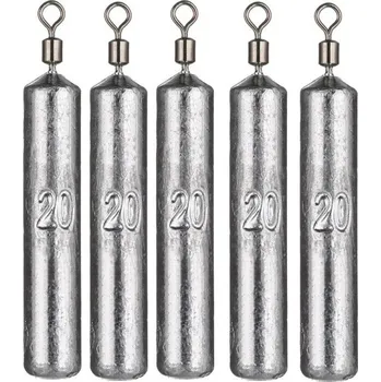 Rybářské olověné závaží válcovité s obratlíkem 5 ks 20 g Olůvka na ryby Stabilní potápění Daleké nahazování Zátěž na lov velkých ryb