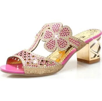 Dámská obuv Luxusní dámské lodičky s květinou růžová 34