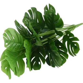 umělá květina Sada 12 ks umělých palmových listů Monstera Zelené falešné listy z plastu Dekorace do vázy Domácí výzdoba Zahrada Obývací pokoj Tropická atmosféra