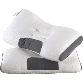 Masážní příslušenství Ortopedický polštář na krk Podpůrný měkký polštář s ergonomickým designem Prodyšný hypoalergenní polštář s odnímatelným povlakem 48 x 74 cm šedá