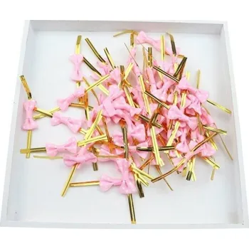 Spony na sáčky s mašlí 100 ks růžová