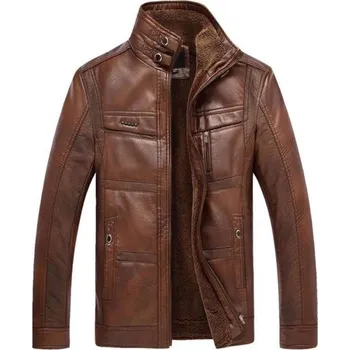 Pánská kožená zimní bunda F1126 světle hnědá XS