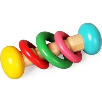 Hračka pro kojence Dřevěné chrastítko barevné 4