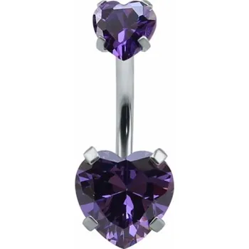 Piercing Piercing do pupíku ve tvaru srdíčka fialová