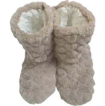 Dámská obuv Vysoké plyšové zimní pantofle s protiskluzovou podrážkou Silné chlupaté teplé bačkory Pohodlná domácí obuv na zimu pro ženy béžova 41-42