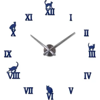 Hodiny Nástěnné samolepící hodiny G1839 tmavě modrá 94 cm