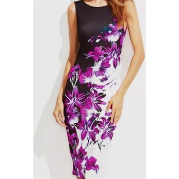 Dámské šaty Pouzdrové šaty s potiskem květin fialová L
