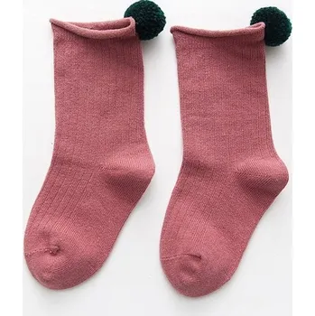 Dívčí ponožky s bambulkou starorůžová 5-8 let
